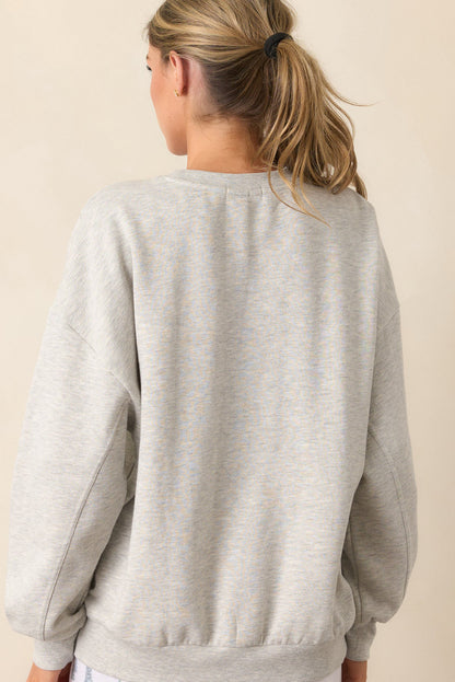 Light Grey Merry Chenille Letter Patched Drop Shoulder Sweatshirt