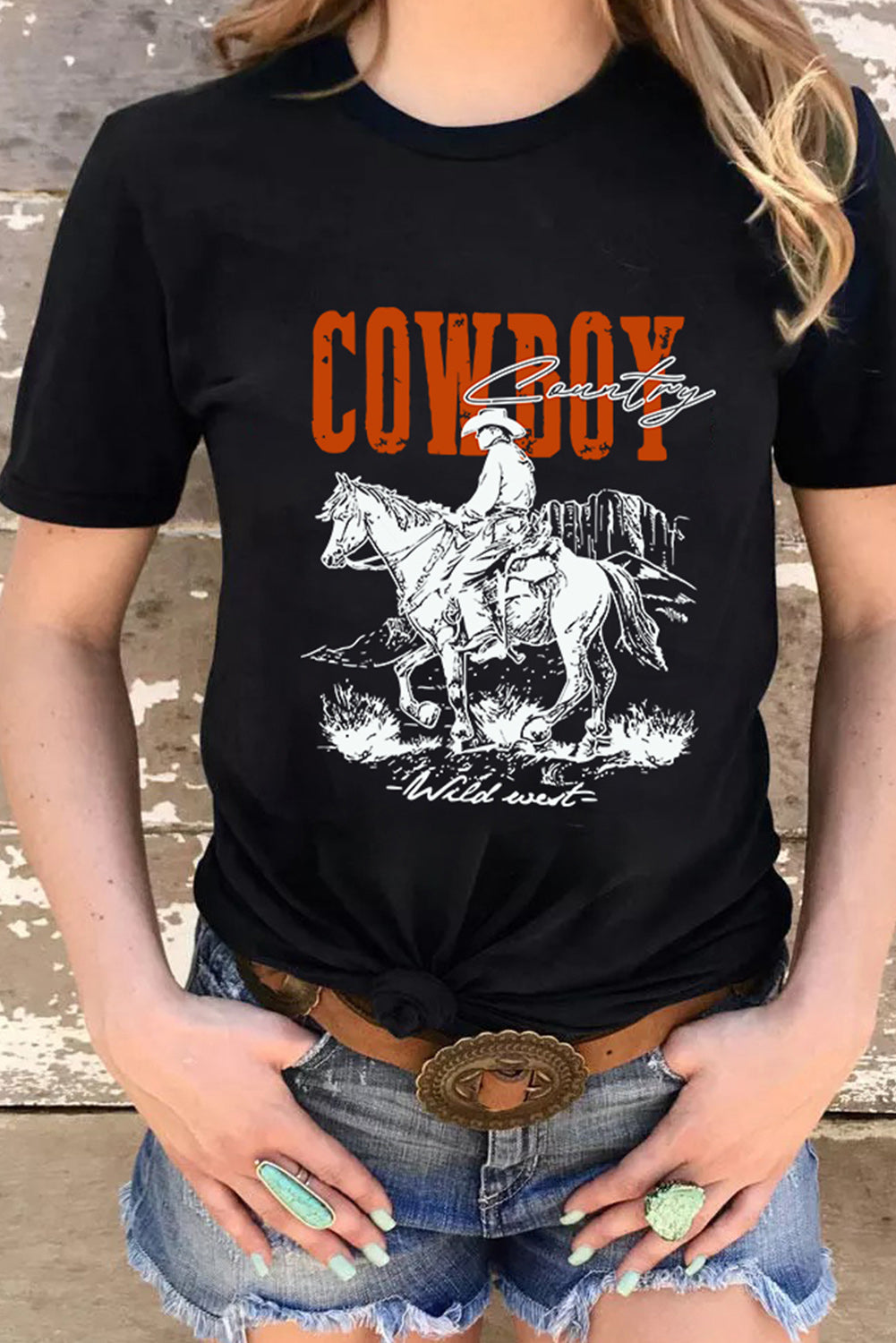 Embrace Your Inner Cowboy Western Graphic Tee with Short Sleeves