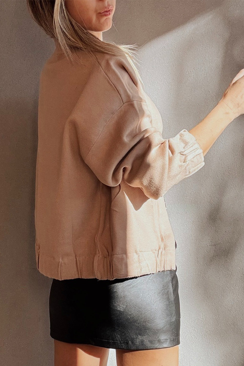 Smoke Gray Patched Pocket Snap Button Bomber Jacket