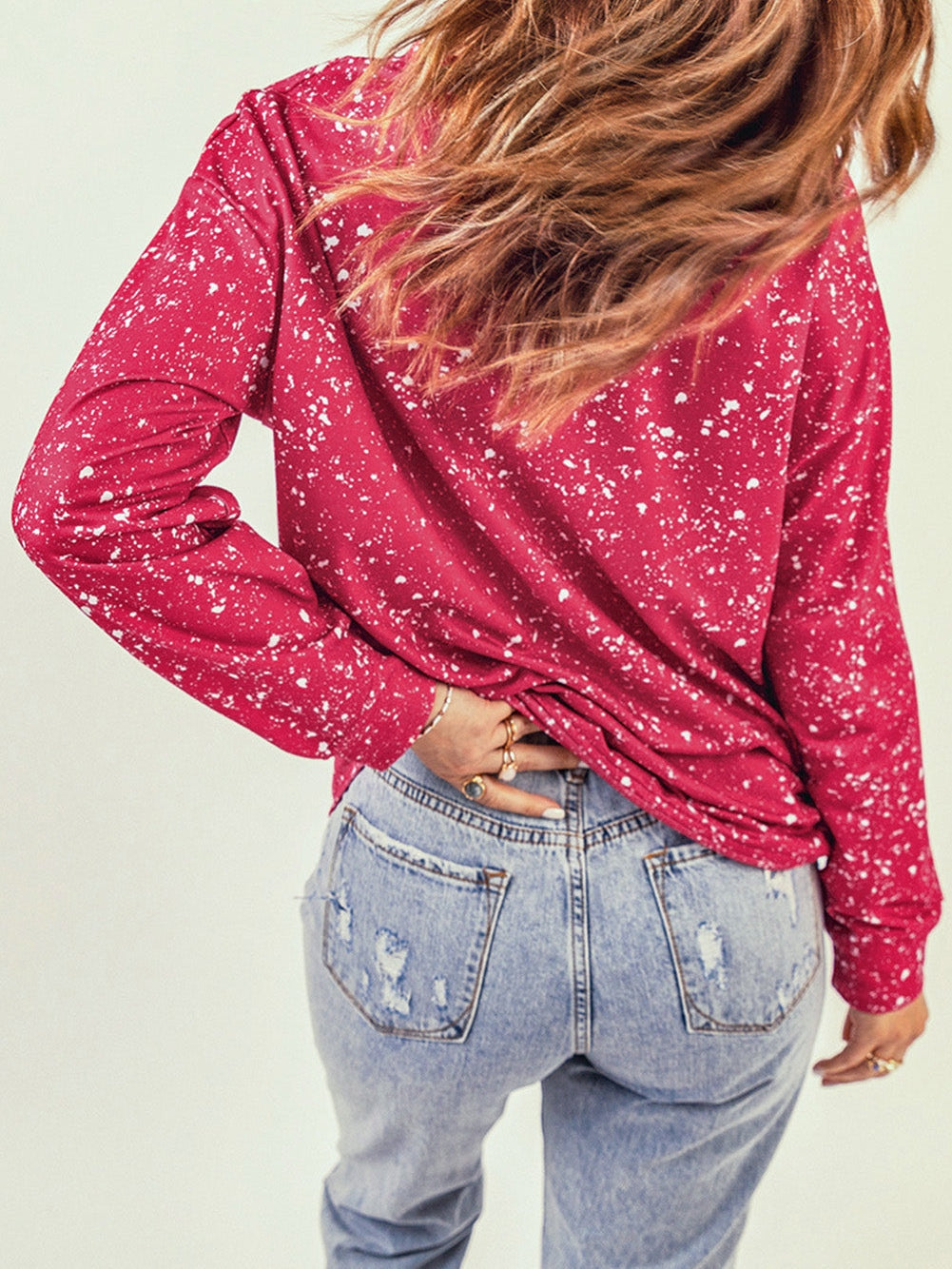 Festive Red Christmas Tree Truck Ink Splash Print Sweatshirt