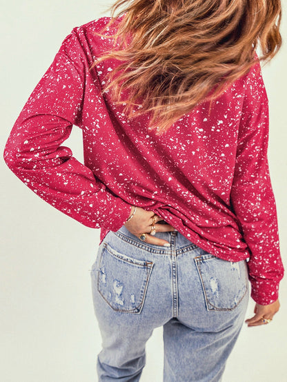 Festive Red Christmas Tree Truck Ink Splash Print Sweatshirt