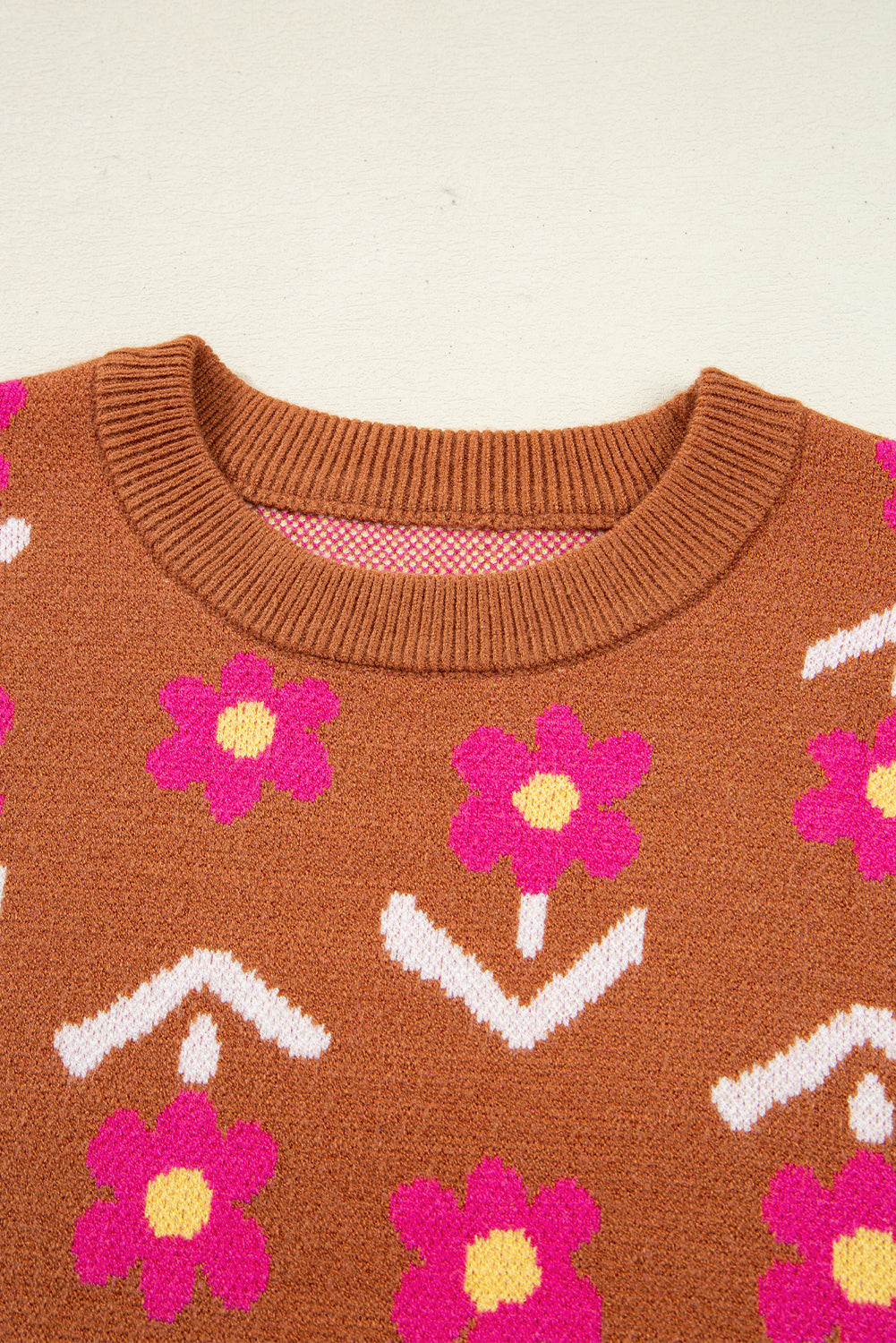 brown floral sweater