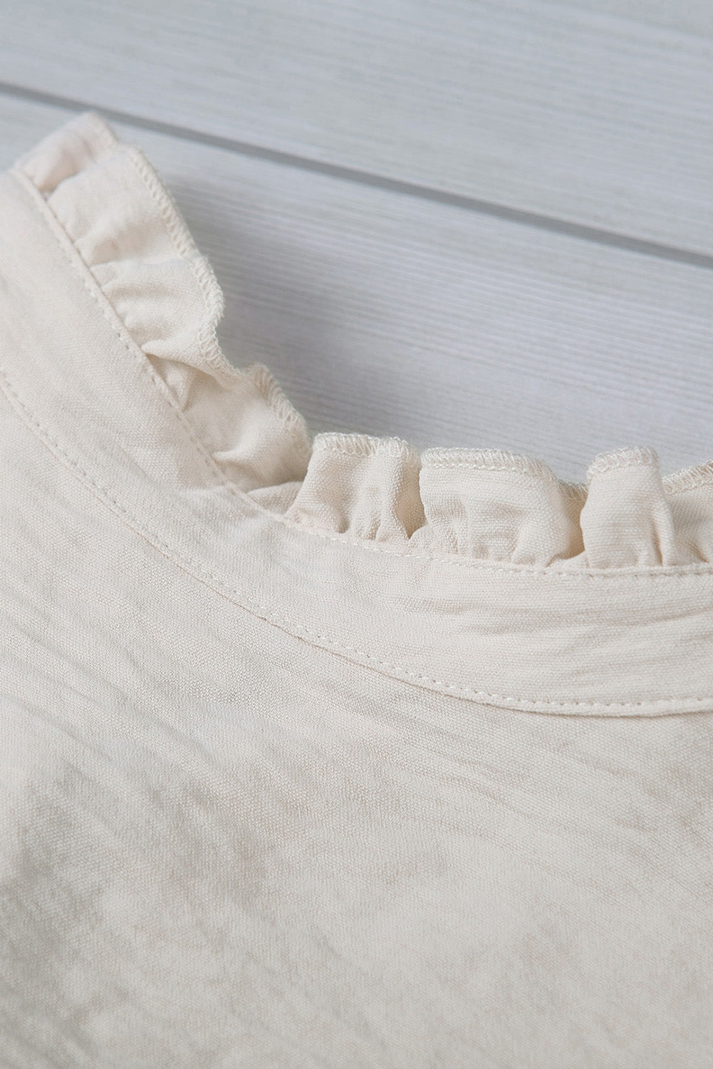 Apricot Frilled Sleeveless Top with Button Front Detail