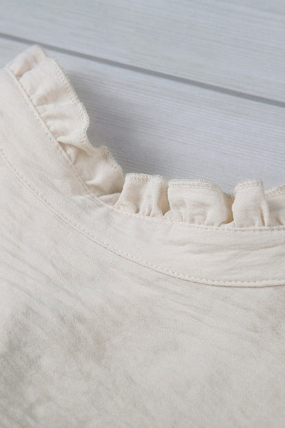 Apricot Frilled Sleeveless Top with Button Front Detail