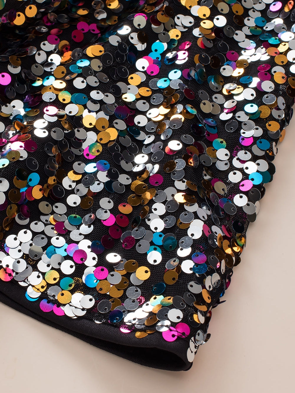 Vibrant Sequin Embellished Plus Size Party Top
