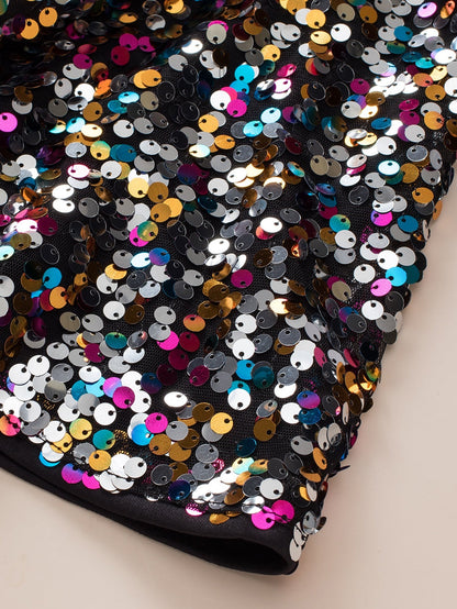 Vibrant Sequin Embellished Plus Size Party Top