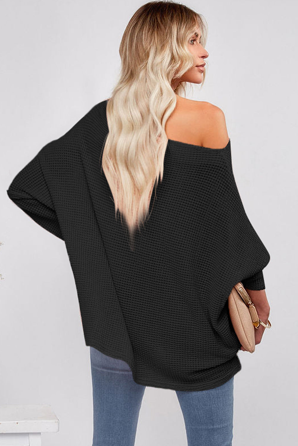 waffle knit blouse