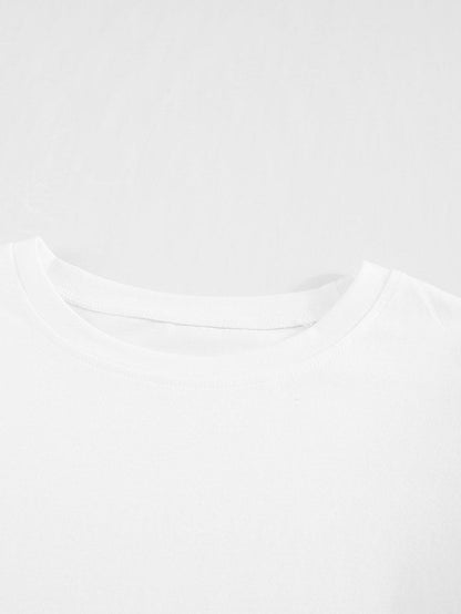 Elegant White Ruffle Sleeve Tee with Cut-Out Design