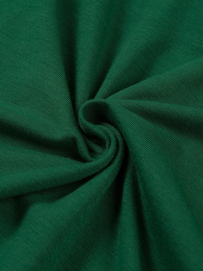 Green Casual Crew Neck T-Shirt for Women