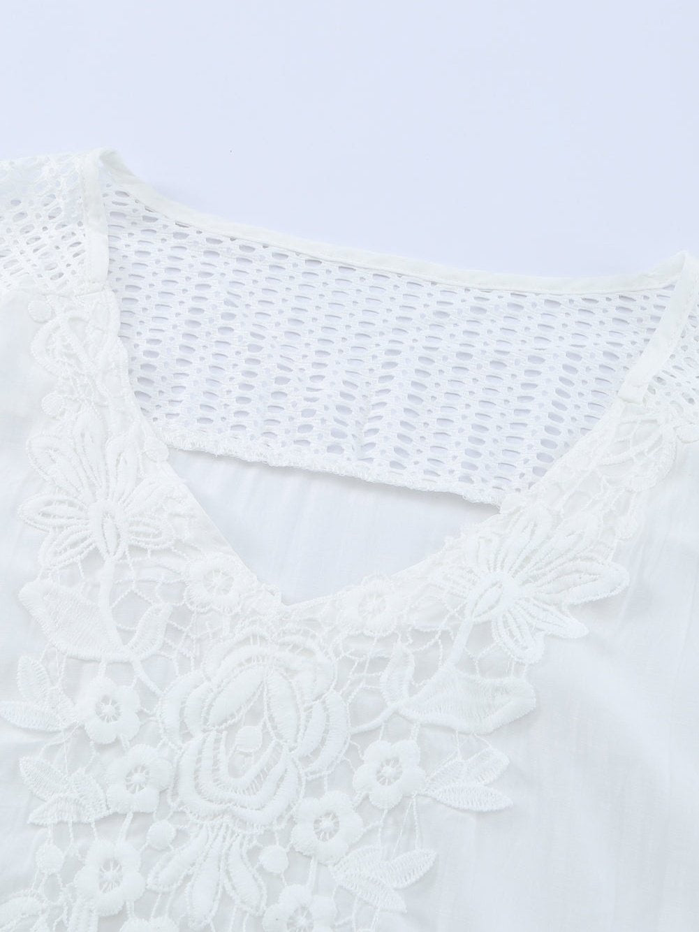 White Crochet Pom Pom Trim Beach Tunic Shift Dress