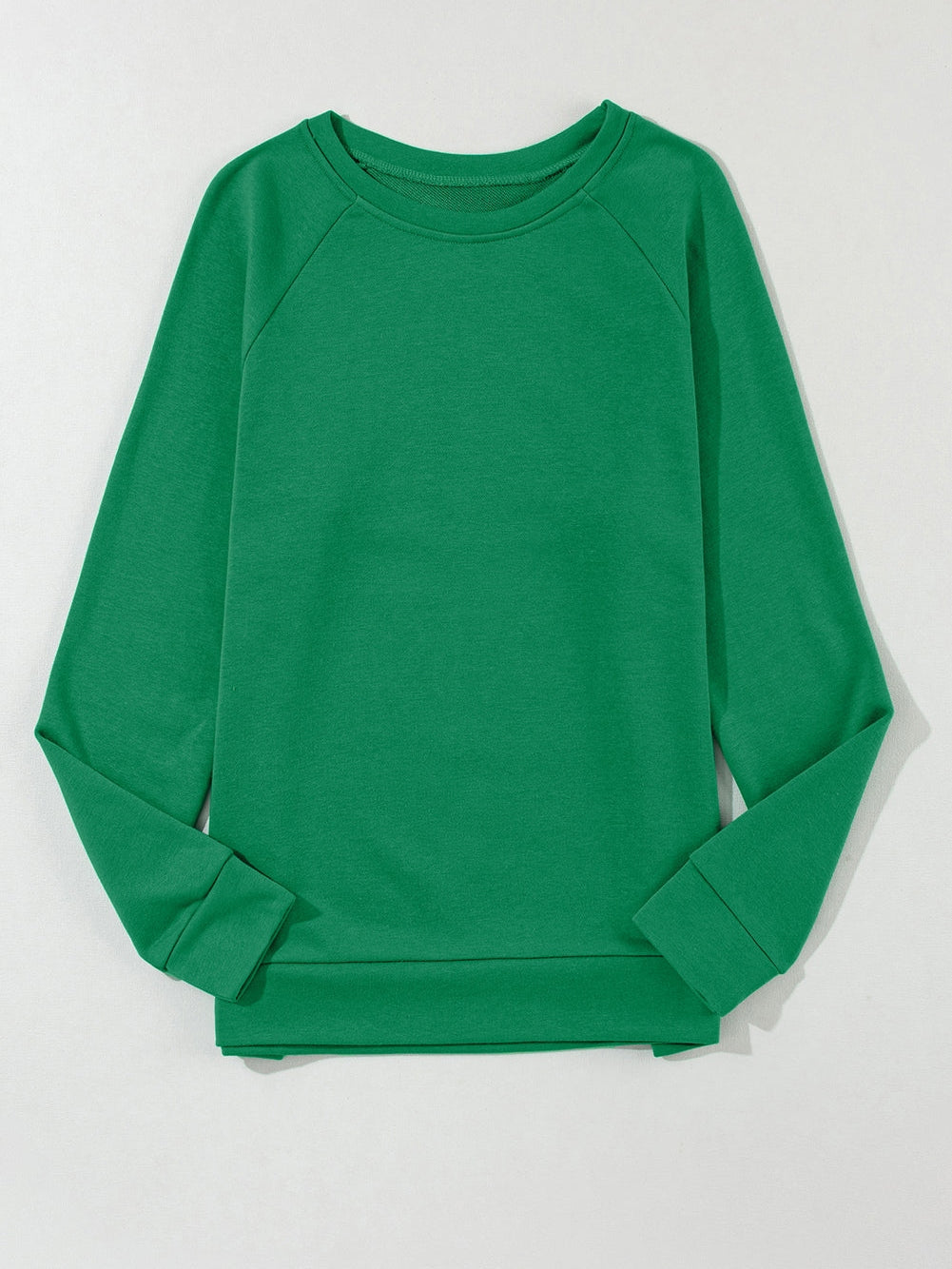 Green Raglan Sleeve Sweatshirt with Round Neck