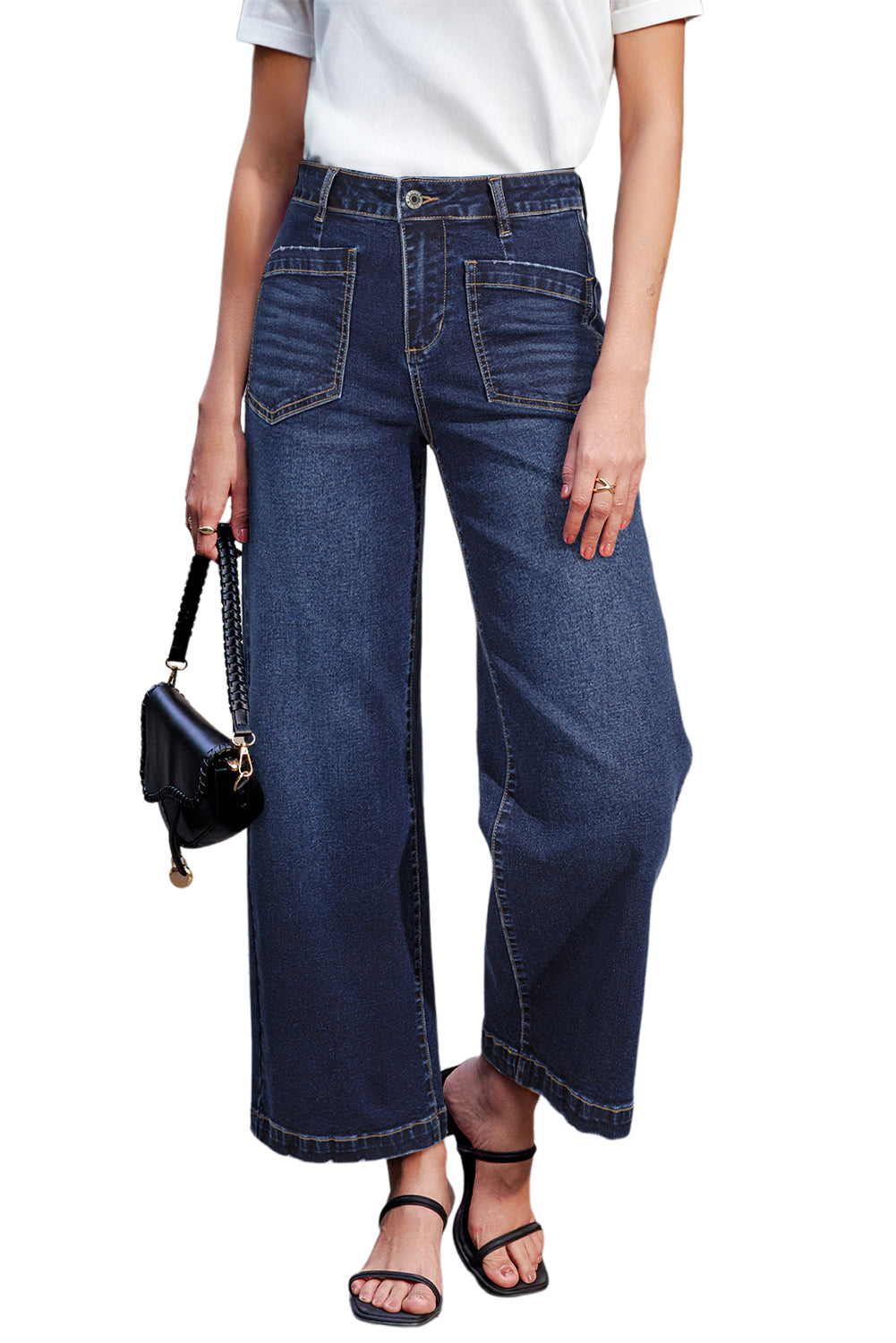 Sail Blue Mimimalist Patch Pocket Womens Shift Jeans