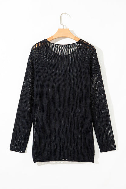 black crochet sweater