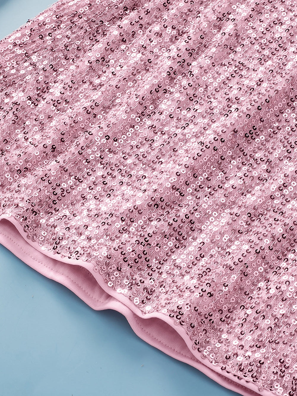 Pink Sparkling Sequin Plus Size Flare Trousers