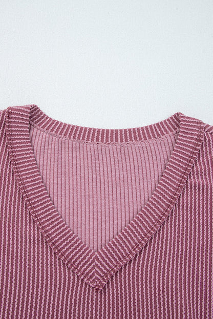 twisted ribbed long sleeve top