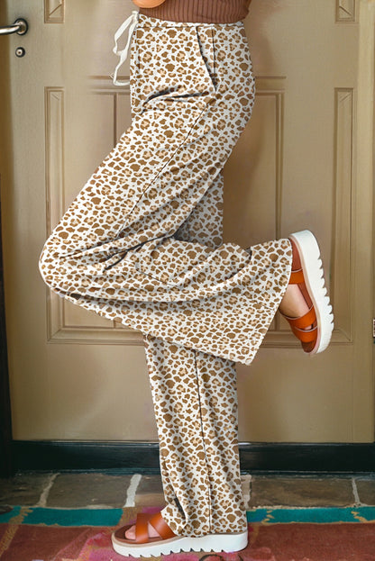 leopard drawstring pants
