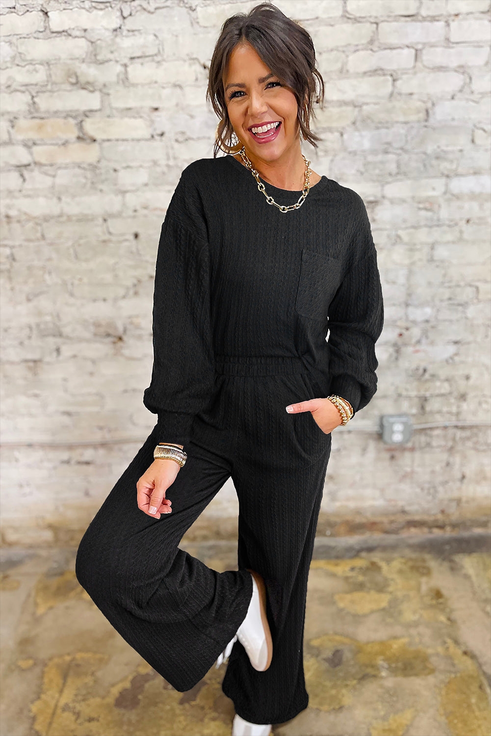 black 2pcs pant set