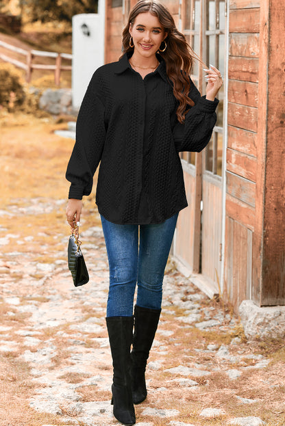 cable texture shacket