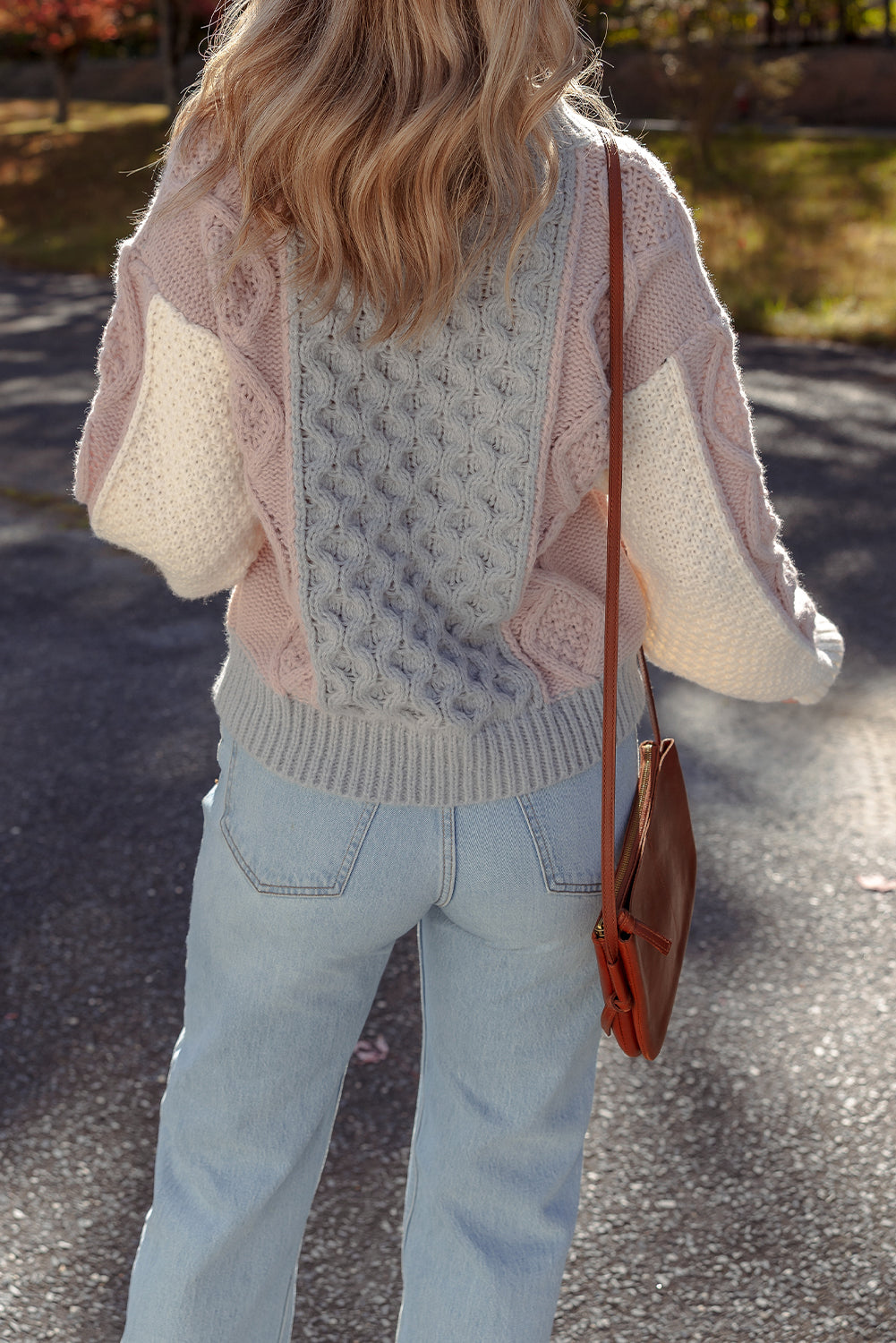 Gray Mixed Textured Colorblock Sweater