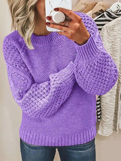Women's Pullover Sweater Jumper Crew Neck Ribbed Knit Cotton Oversized Spring Fall Daily Going out Weekend Stylish Casual Soft Long Sleeve Solid Color Pink Royal Blue Blue S M L