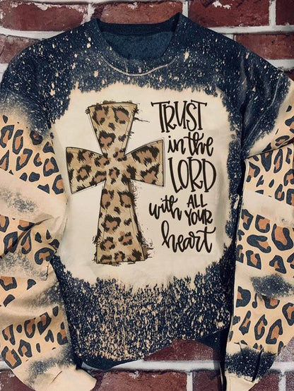 Faithful Leopard Print Bleached Sweatshirt