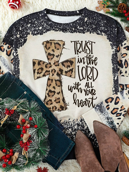 Faithful Leopard Print Bleached Sweatshirt