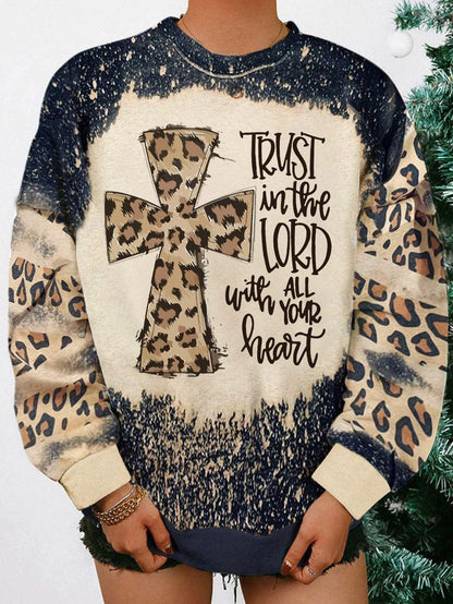 Faithful Leopard Print Bleached Sweatshirt
