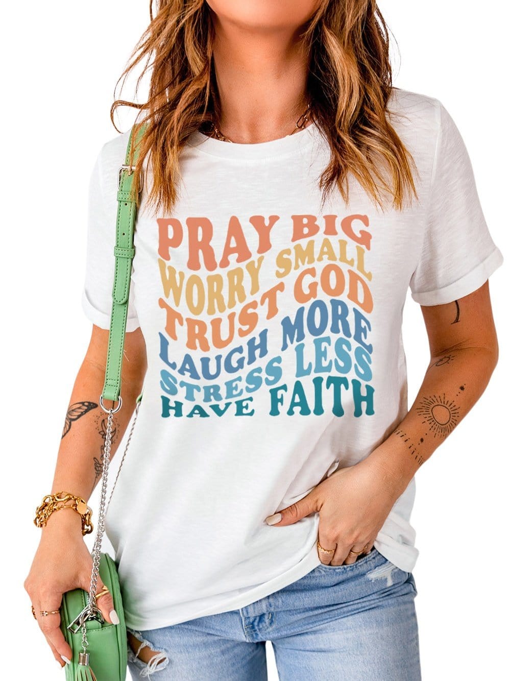 Faithful Words Graphic Print Tee for Women