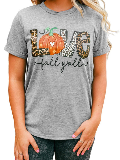 Fall Harvest Pumpkin Leopard Print Graphic Tee for Pumpkin Lovers