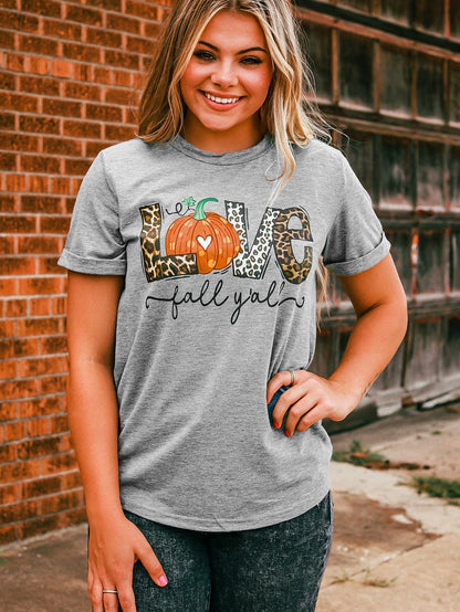 Fall Harvest Pumpkin Leopard Print Graphic Tee for Pumpkin Lovers