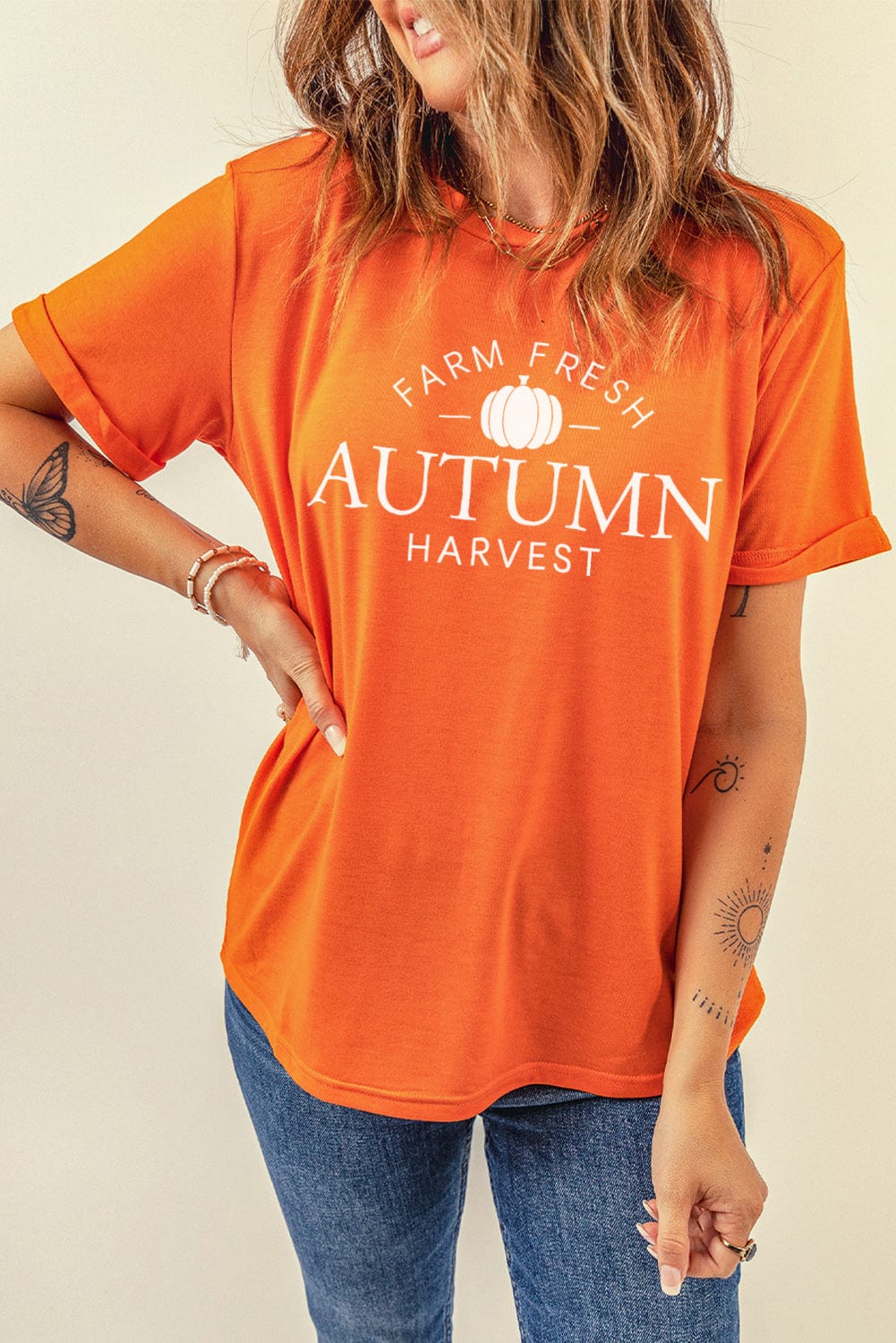 Farm Fresh Autumn Harvest Orange Graphic Tee