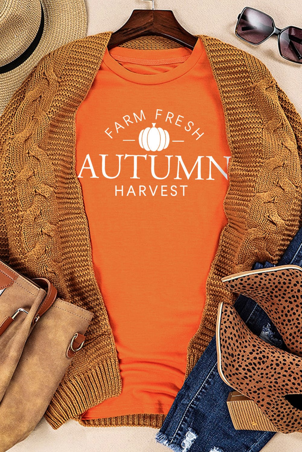 Farm Fresh Autumn Harvest Orange Graphic Tee