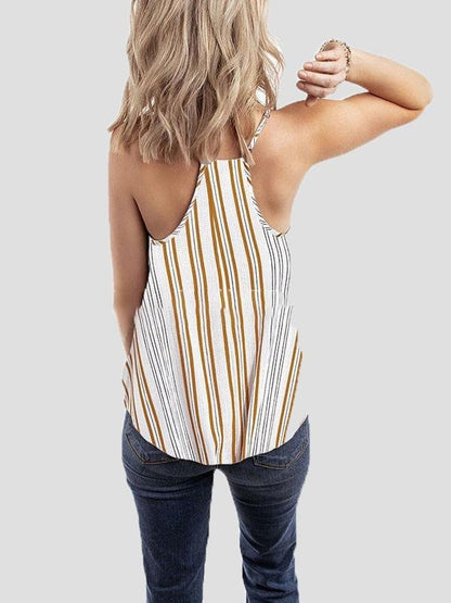 Tank Tops - Fashion Striped Sling Off Shoulder Sleeveless Vest - MsDressly