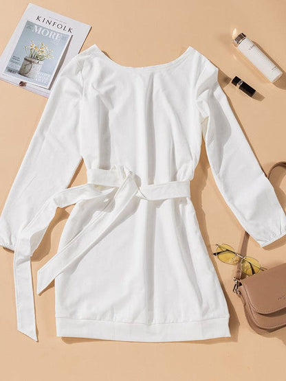 Fashionable Women's Casual Skirt with Versatile Belt and Simple Waist Dress