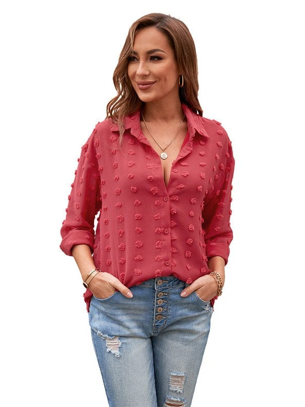 Fashionable Women's Jacquard Cardigan with V-Neck & Long Sleeves