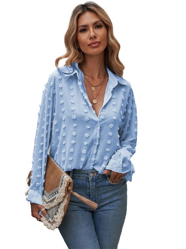 Fashionable Women's Jacquard Cardigan with V-Neck & Long Sleeves