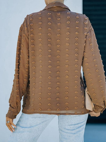 Fashionable Women's Jacquard Cardigan with V-Neck & Long Sleeves