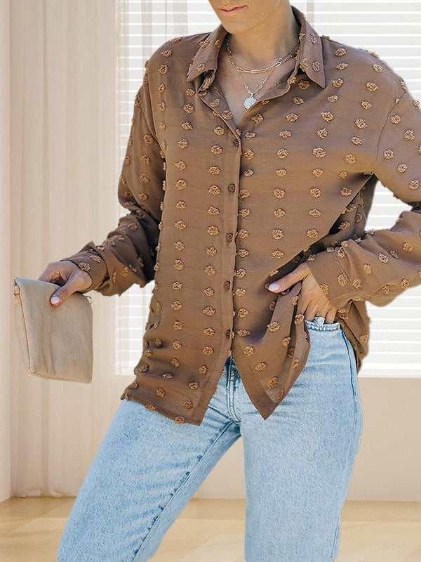 Fashionable Women's Jacquard Cardigan with V-Neck & Long Sleeves