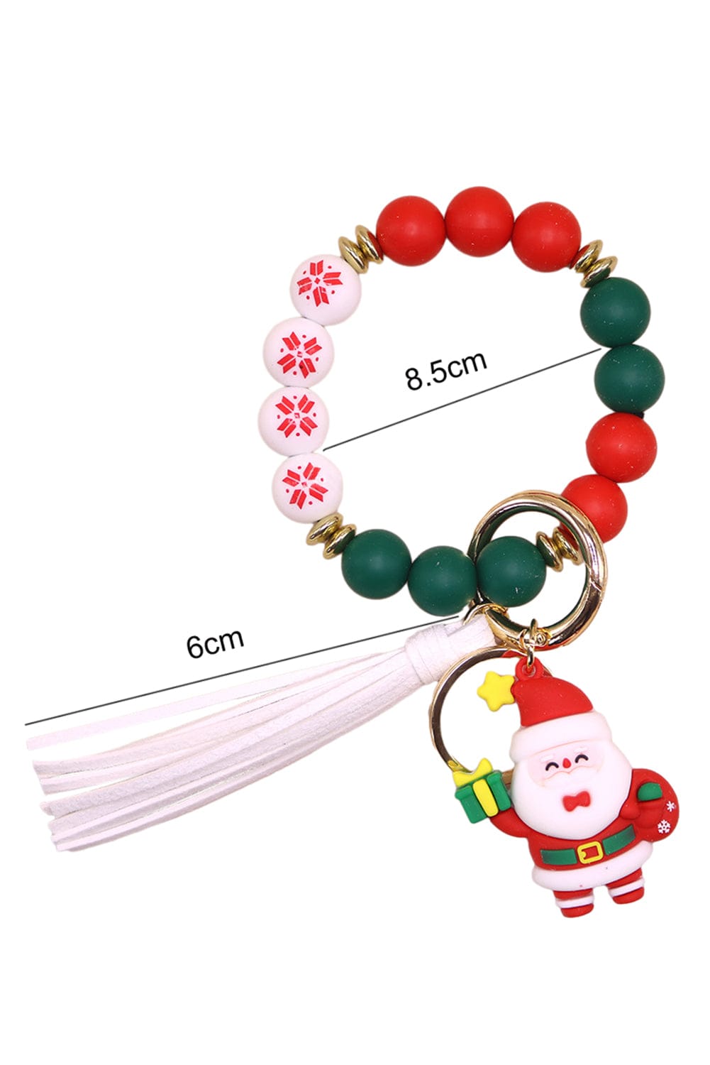 Father Christmas Festive Red Silicone Bead Tassel Keychain