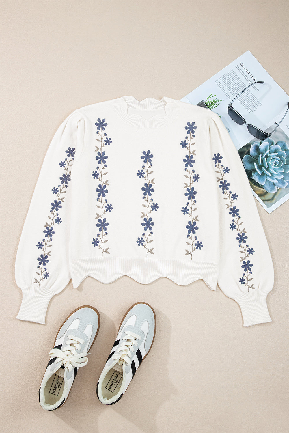 floral embroidered sweater
