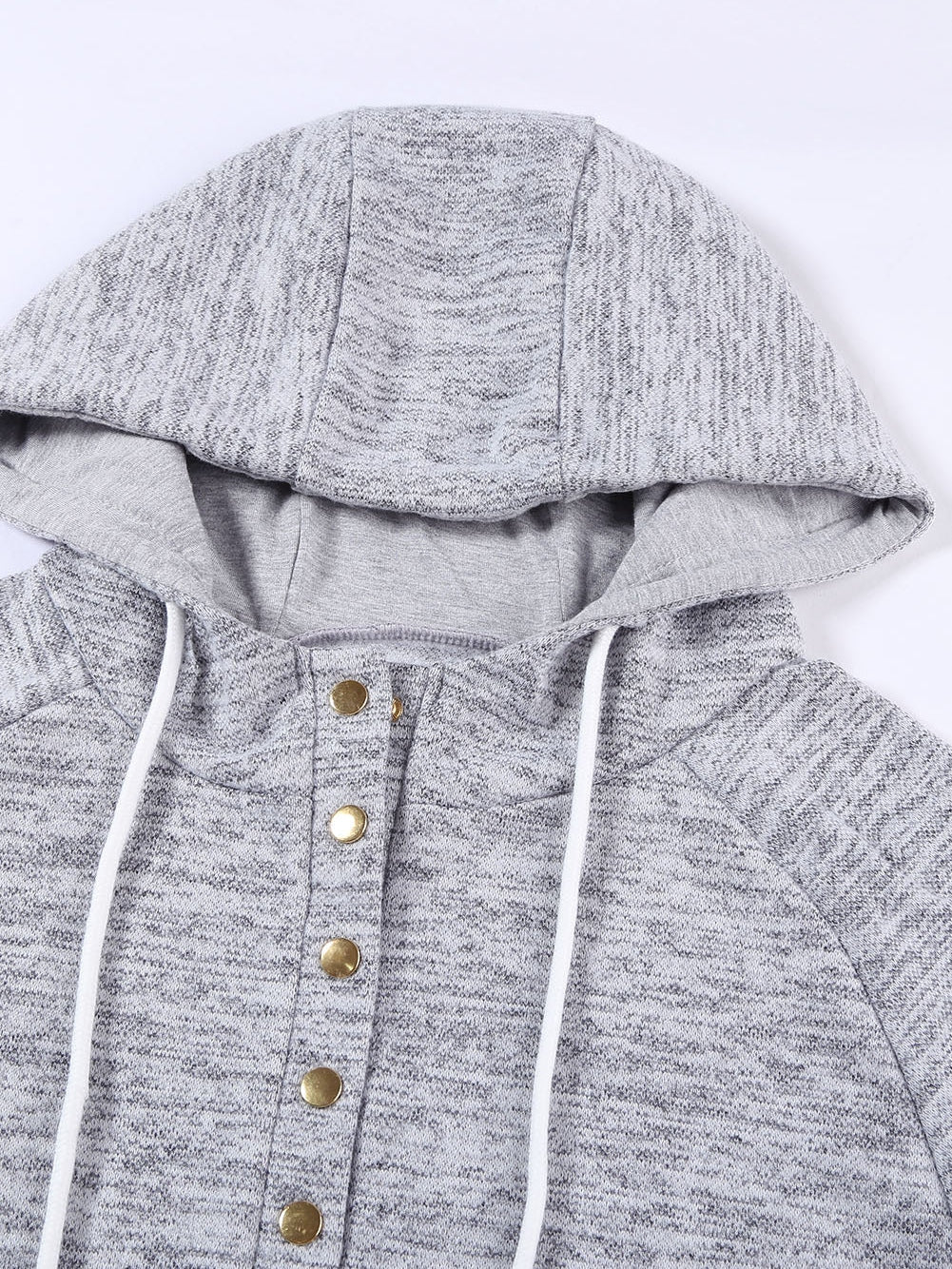 Heathered Pocketed Casual Hooded Pullover