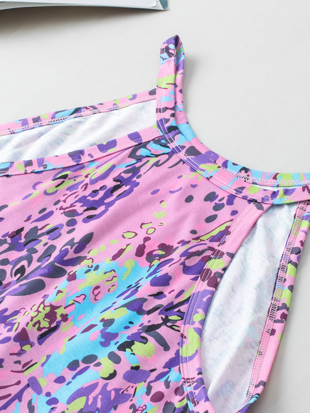 Multicolor Floral Print Round Neck Plus Size Tank Top