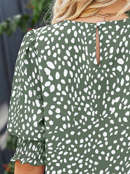 T-Shirts - Loose Printed Short Sleeve Chiffon Round Neck T-Shirt - MsDressly