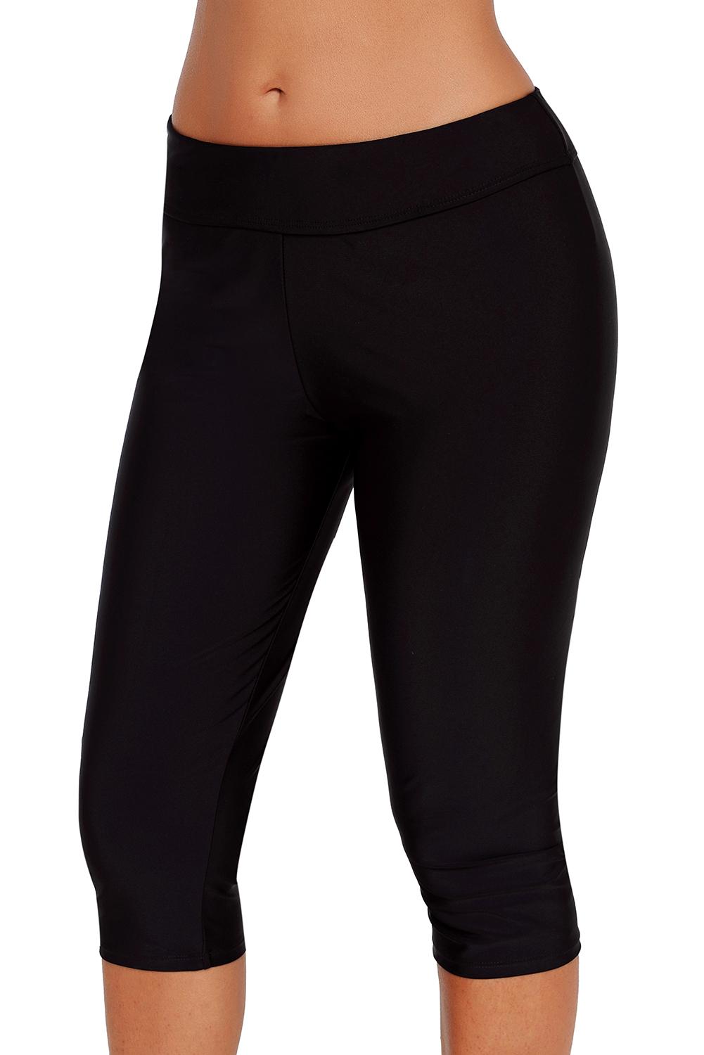 Black Capri Swim Tights for Women