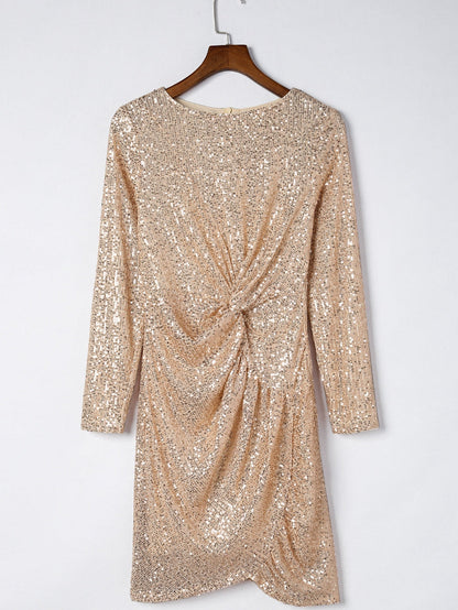 Sparkling V-Neck Long Sleeve Dress
