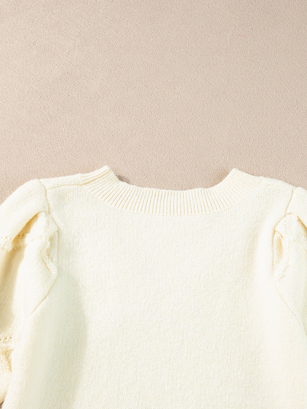 Elegant White Rhombus Pattern Ribbed Trim Short Sleeve Knit Top