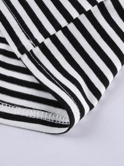 Fashionable Striped Colorblock Top with Long Sleeves