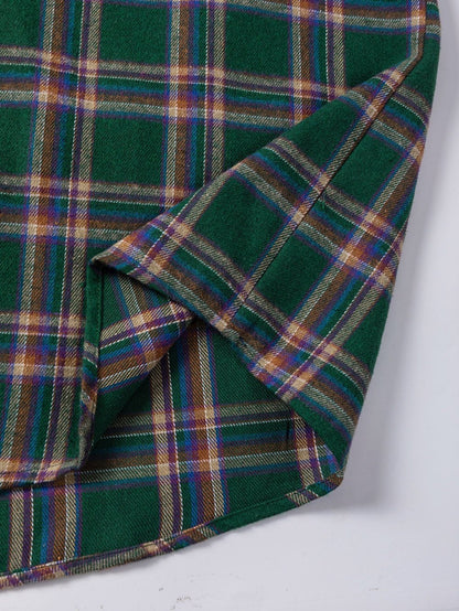 Green Plaid Oversized Tunic Shirt with Half Sleeves