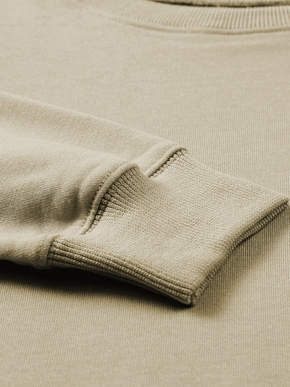 Khaki Solid Crew Neck Pullover Jumper
