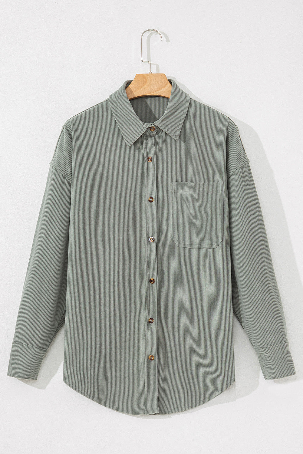 Gray Corduroy Button Pocket Shirt